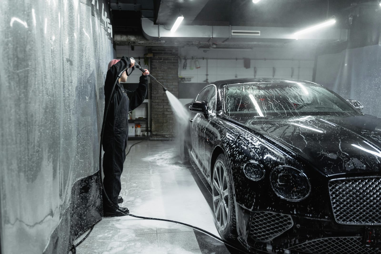Professional auto detailing in progress