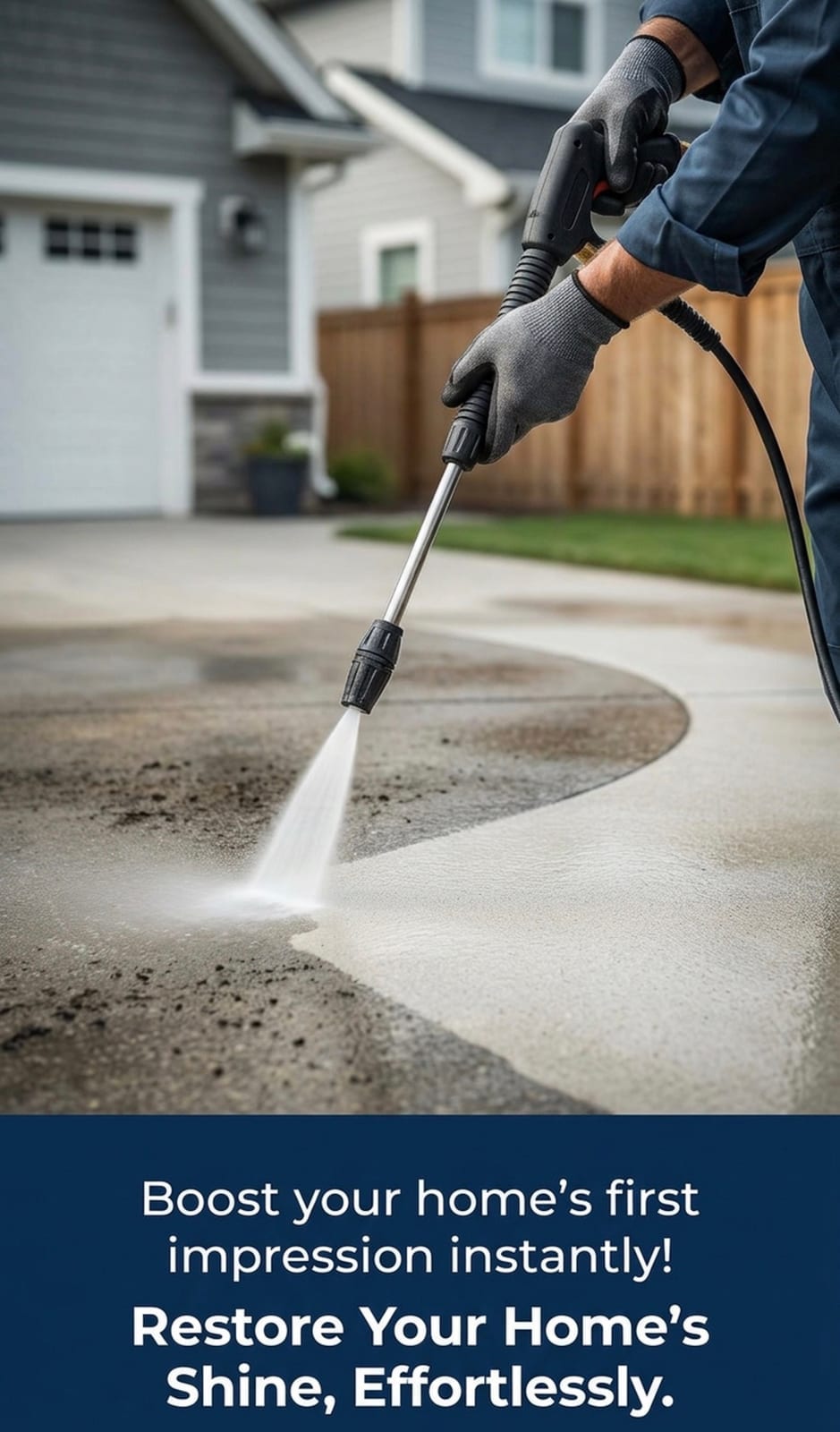 Pressure washing service in action